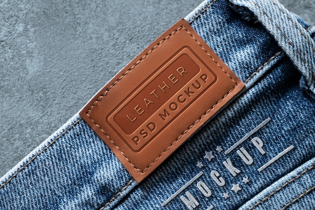 PSD patch mockup on denim fabric