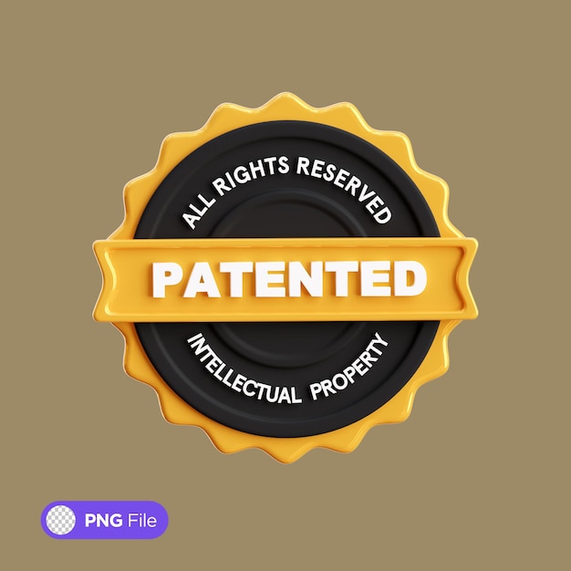 Patented Badge 3D Illustration