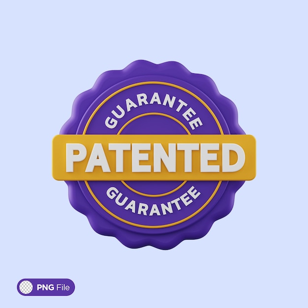 PSD patented badge 3d illustration