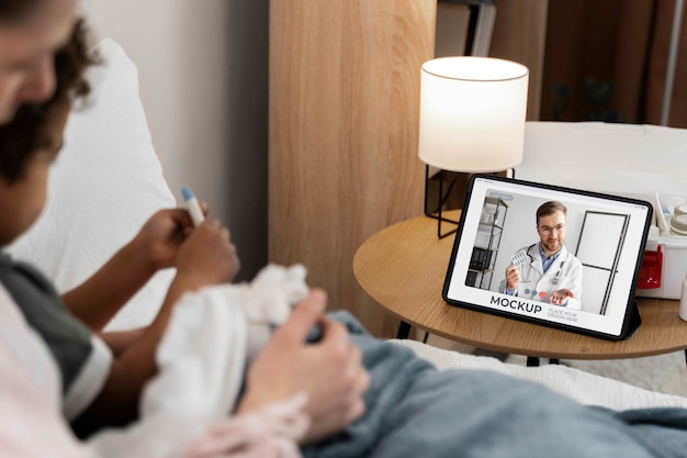 PSD patient having videocall with doctor