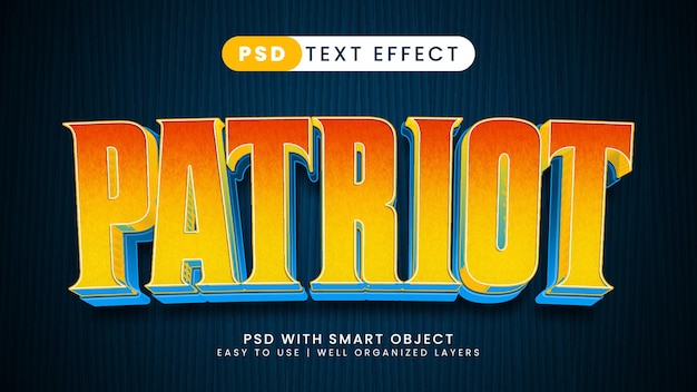 Patriot national heroes 3d editable text effect