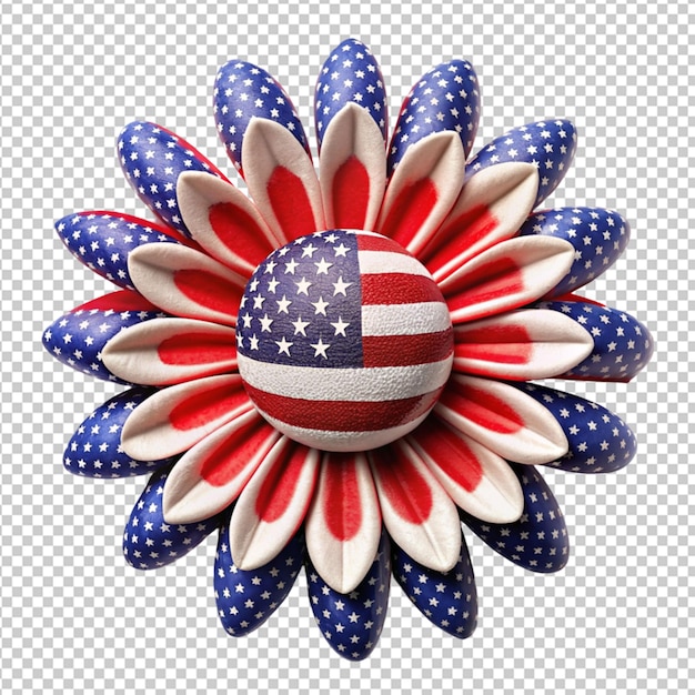 PSD a patriotic or american flag flower on transparent background