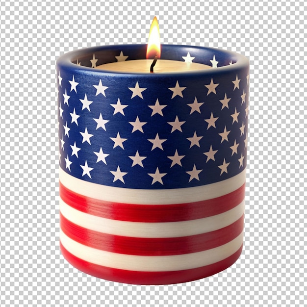 patriotic candle with stars on transparent background