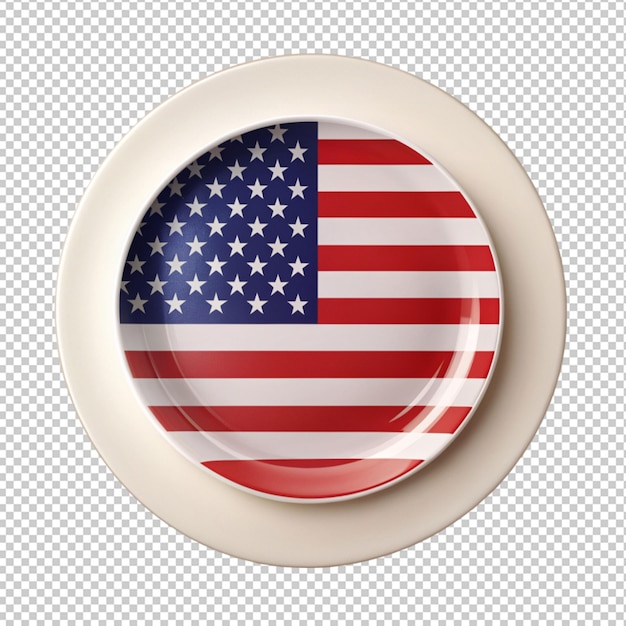 Patriotic empty plate with american flag isolated on transparent background