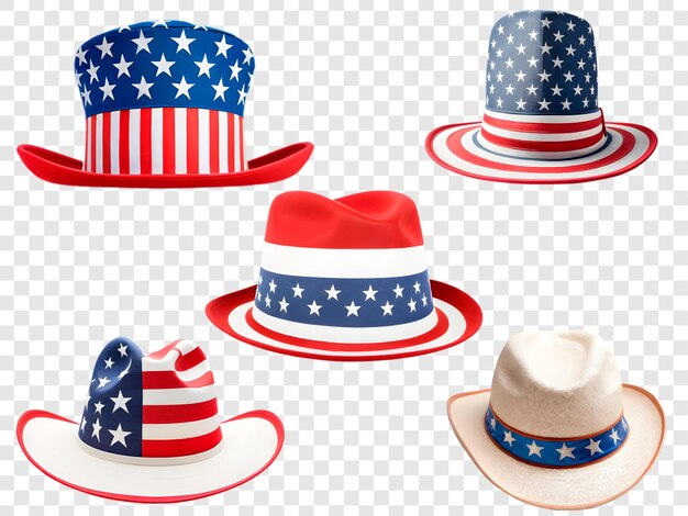 PSD patriotic hats isolated on transparent background