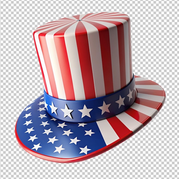 patriotic hats with american us flag on transparent background