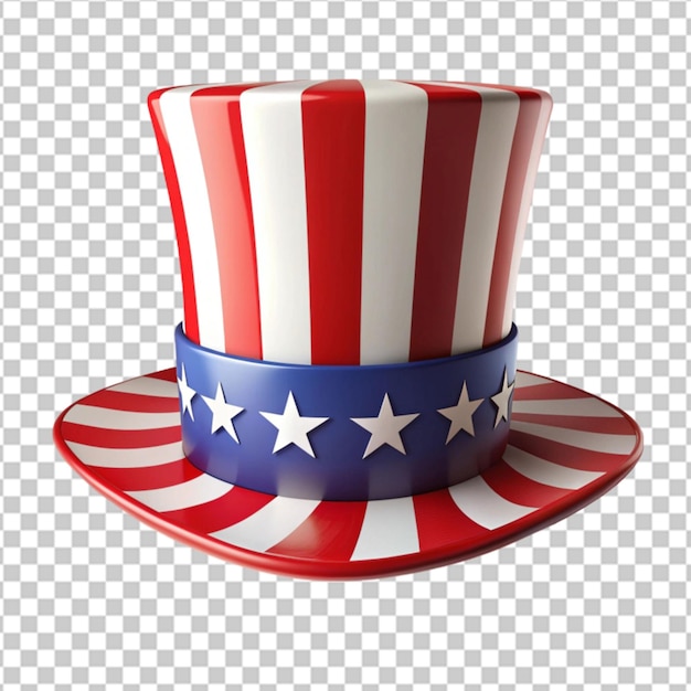 PSD patriotic hats with american us flag on transparent background