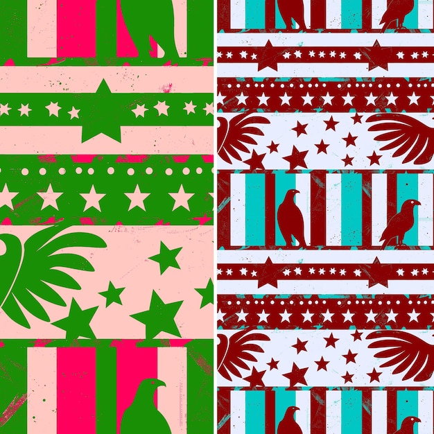 Patriotic Patterns With American Flag Bald Eagle and Star Si PNG Traditional Abstract Designs