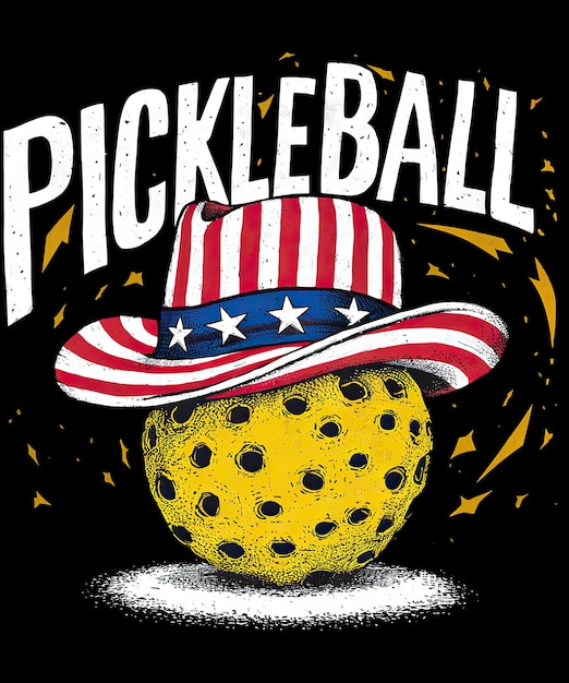 PSD patriotic pickleball with american hat poster