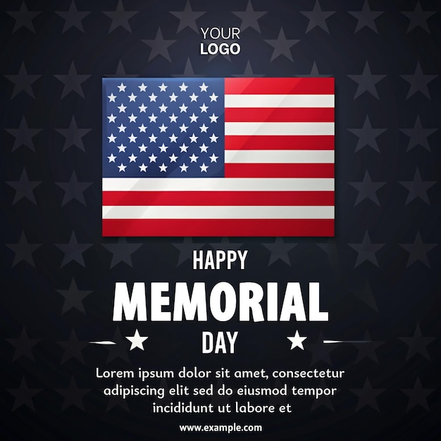 A patriotic poster for Memorial Day featuring the American flag