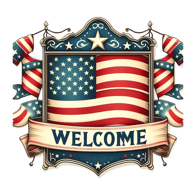 Patriotic Welcome Sign 4Th July Sublimation PNG