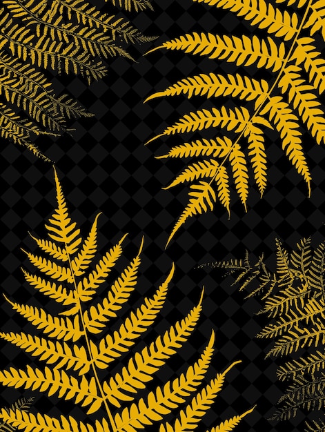 PSD the pattern of fern on a black background