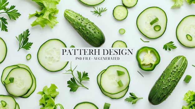 Pattern of organic green vegetables and healthy food projects