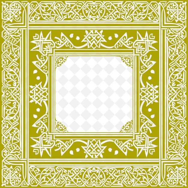 the pattern of the square is made of gold and green