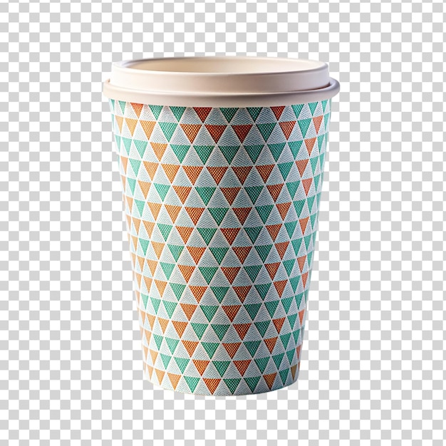 PSD patterned paper cup isolated on transparent background