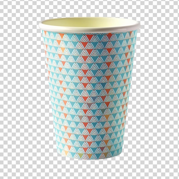 PSD patterned paper cup isolated on transparent background