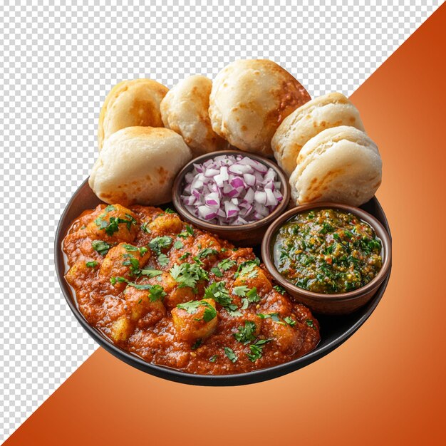 PSD pav bhaji on a plate isolated on transparent background