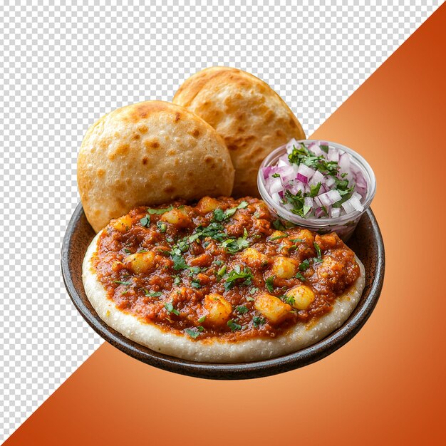 Pav Bhaji on a plate isolated on transparent background