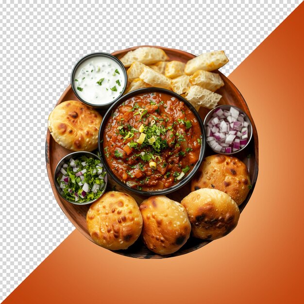 PSD pav bhaji on a plate isolated on transparent background