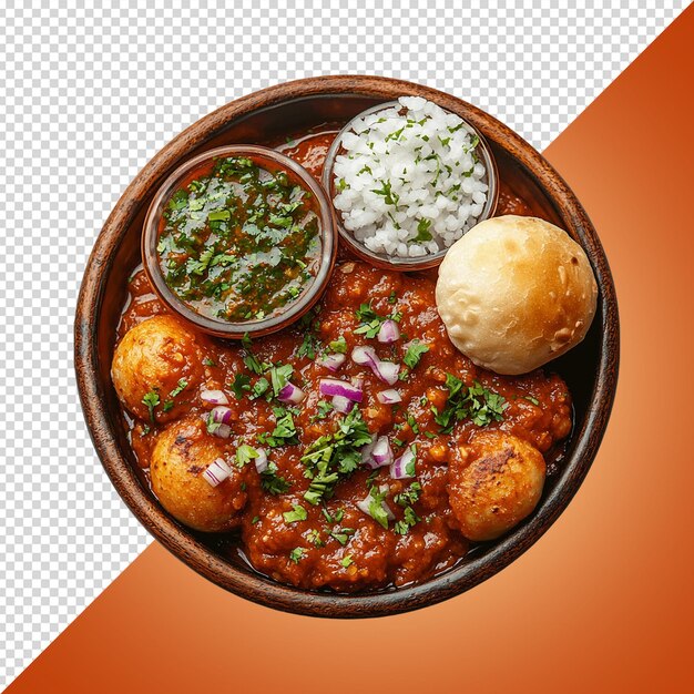 PSD pav bhaji on a plate isolated on transparent background