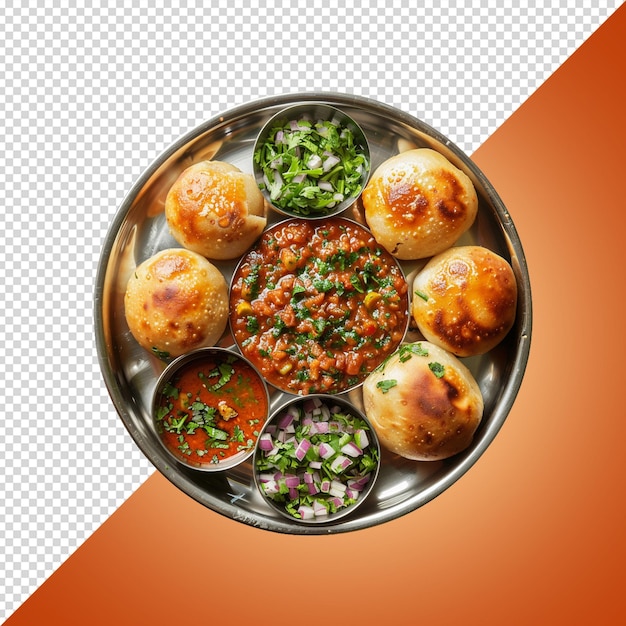 PSD pav bhaji on a plate isolated on transparent background