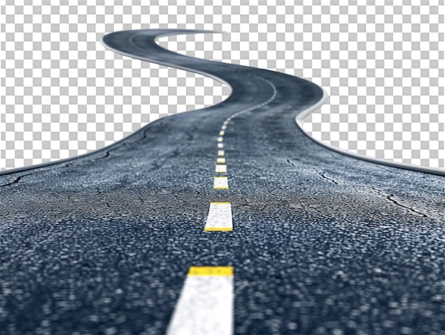 PSD paved empty winding road 3d illustration