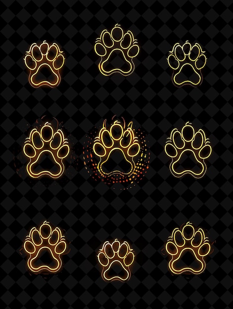 PSD paw print with a gold border and a design of a paw print