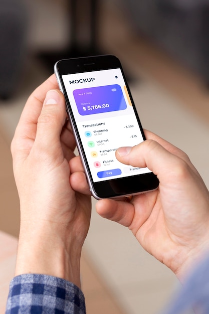 Payment app on smartphones display mock-up