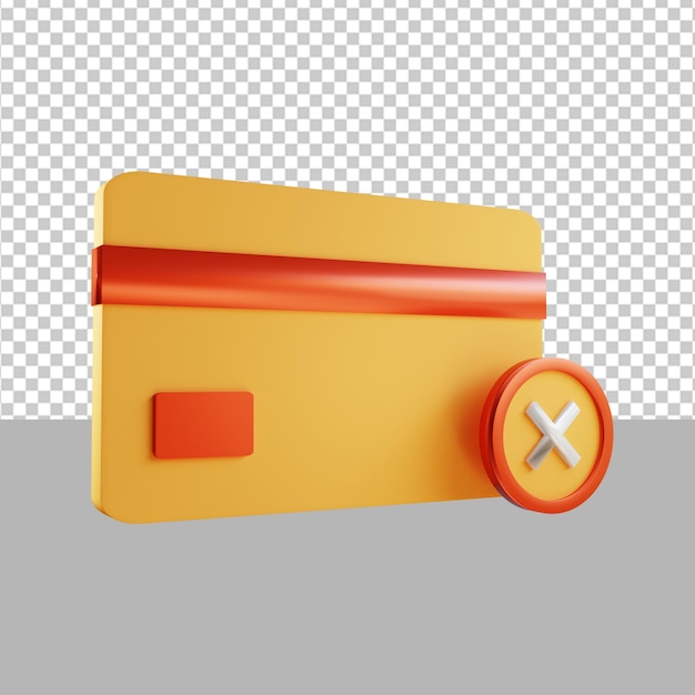 payment using credit card failed debit card icon 3d illustration