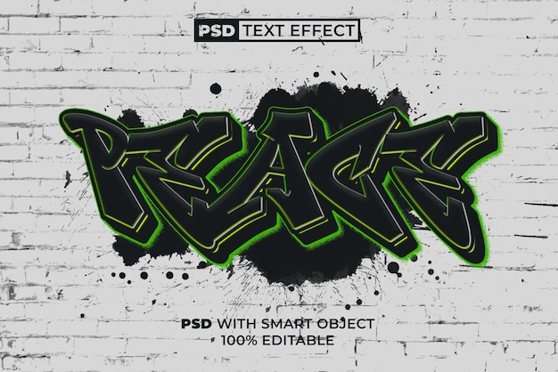 PSD peace text effect graffiti style editable text effect