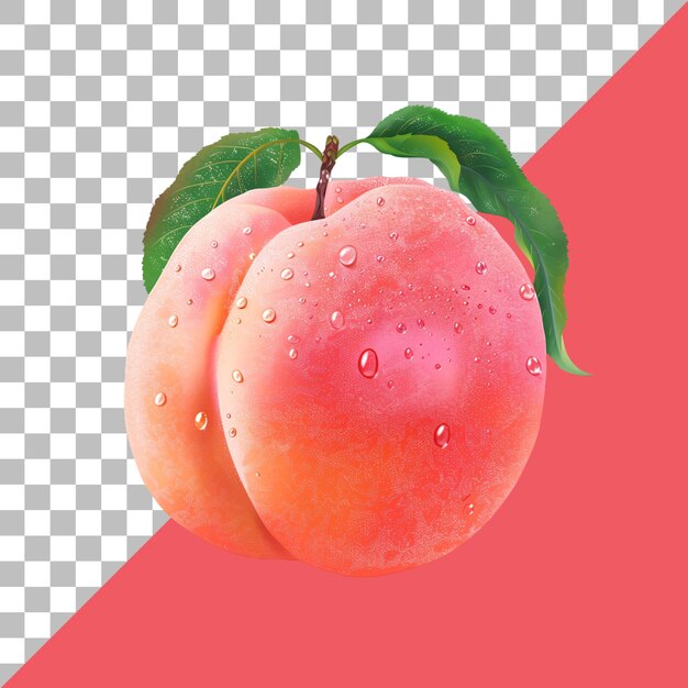 PSD peach fruit isolated on transparent background