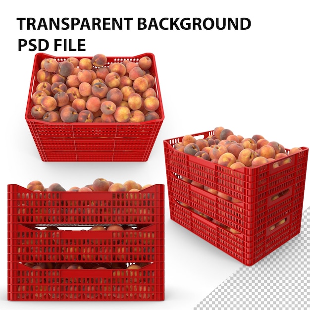 Peaches in Plastic Crates PNG