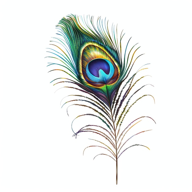 Peacock Feather indian illustration realistic