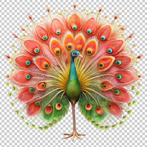 PSD peacock flower isolated on transparent background