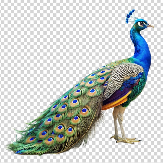 A peacock standing on transparent background