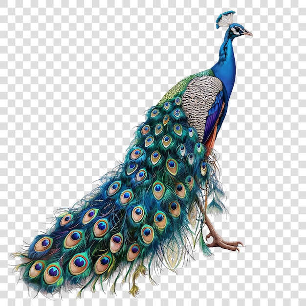 PSD peacock transparent background realistic elementon transparent background