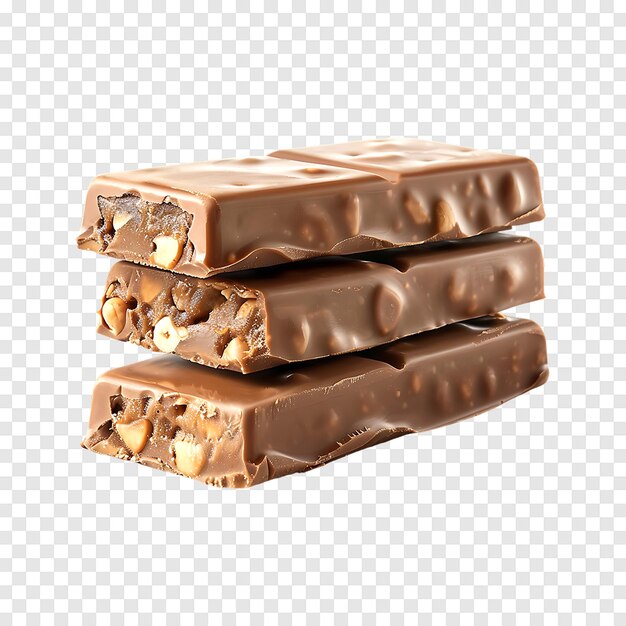 PSD peanuts butter chocolate bars isolated on a transparent background