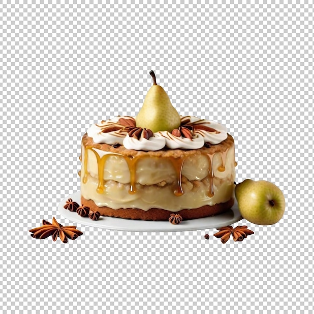 Pear cake isolated on transparent background