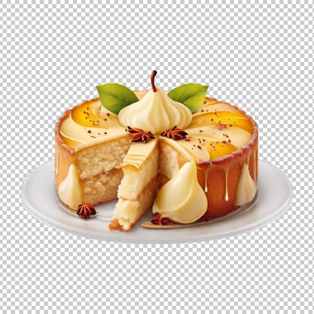 Pear cake isolated on transparent background