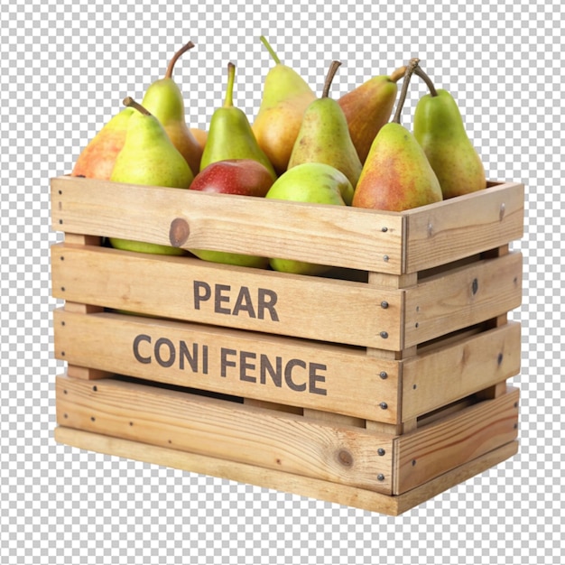 PSD pear conference wooden crate isolated