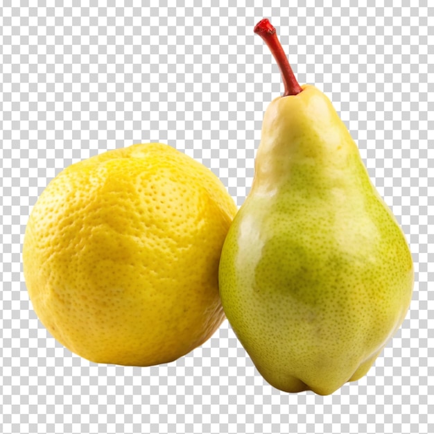 A pear and lemon on transparent background