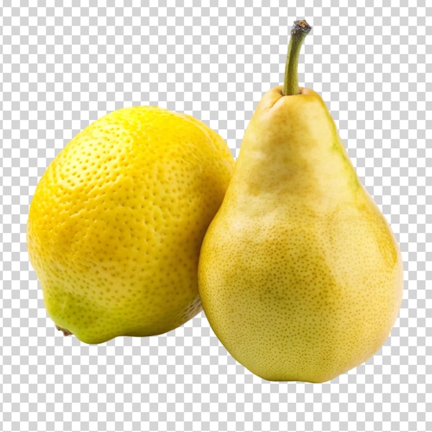 A pear and lemon on transparent background