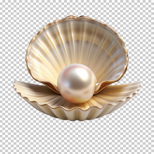 PSD pearl inside an oyster shell on transparent background