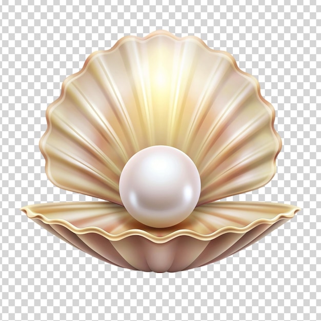 Pearl on a shell on transparent background