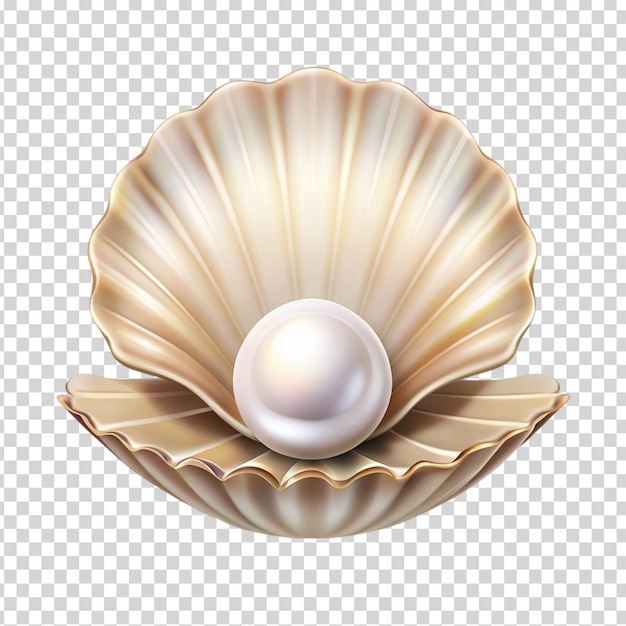 Pearl on a shell on transparent background