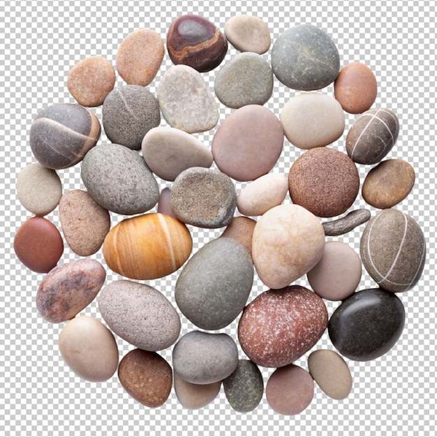 PSD pebbles texture smooth beach stone isolated on transparent background