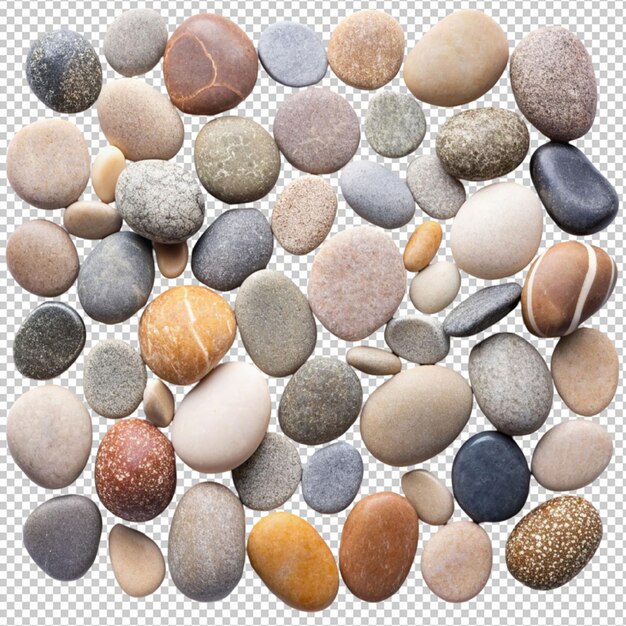 PSD pebbles texture smooth beach stone isolated on transparent background