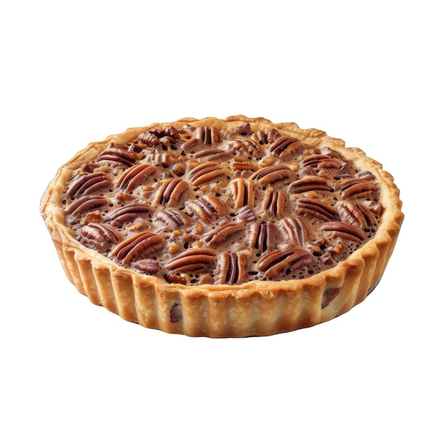 A Pecan Pie with a Golden Crust and a Sweet Glaze