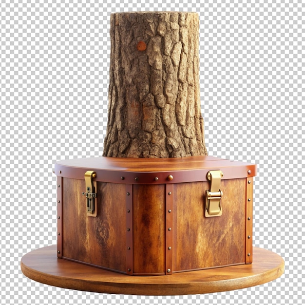 PSD pedestal with a wooden trunk