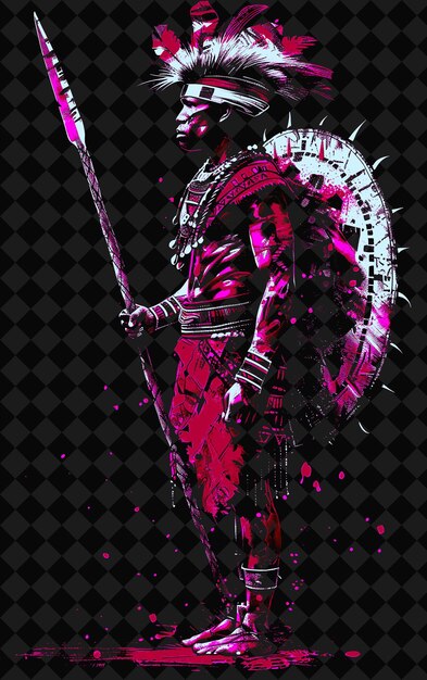 PSD pedi shona warrior portrait with beadwork and animal skin ho png illustration character designs